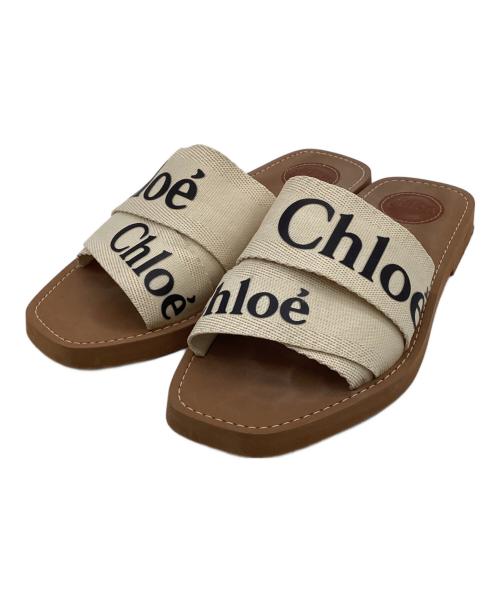 Chloe（クロエ）Chloe (クロエ) WOODY FLAT SLIDES（フラット ミュール） ブラウン×ベージュ サイズ:39の古着・服飾アイテム