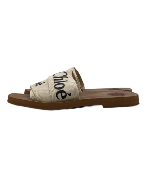 Chloe（クロエ）Chloe (クロエ) WOODY FLAT SLIDES（フラット ミュール） ブラウン×ベージュ サイズ:39の古着・服飾アイテム