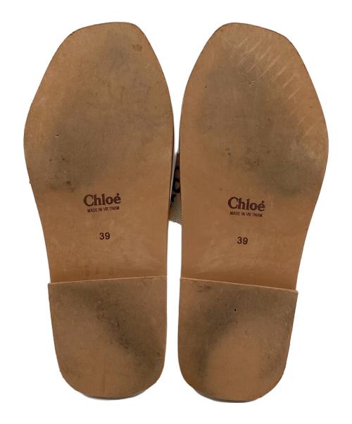 Chloe（クロエ）Chloe (クロエ) WOODY FLAT SLIDES（フラット ミュール） ブラウン×ベージュ サイズ:39の古着・服飾アイテム