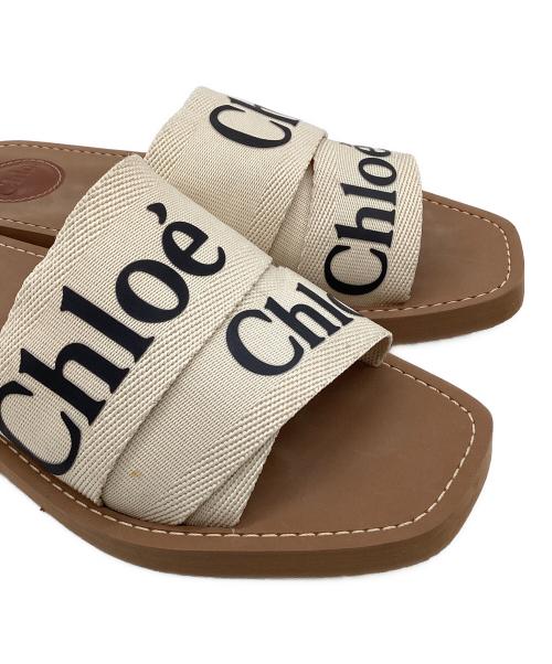 Chloe（クロエ）Chloe (クロエ) WOODY FLAT SLIDES（フラット ミュール） ブラウン×ベージュ サイズ:39の古着・服飾アイテム