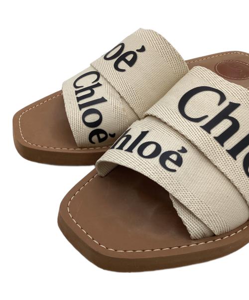 Chloe（クロエ）Chloe (クロエ) WOODY FLAT SLIDES（フラット ミュール） ブラウン×ベージュ サイズ:39の古着・服飾アイテム