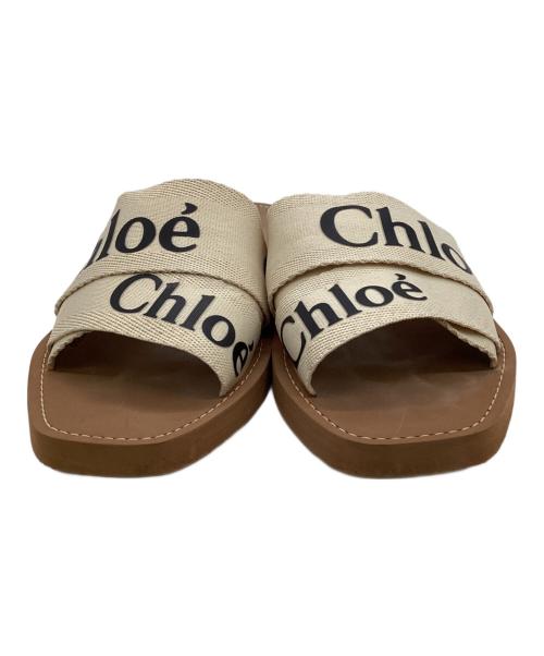 Chloe（クロエ）Chloe (クロエ) WOODY FLAT SLIDES（フラット ミュール） ブラウン×ベージュ サイズ:39の古着・服飾アイテム