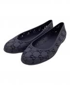 GUCCIグッチ）の古着「ラバーフラットパンプス」｜ネイビー