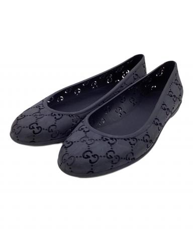 中古・古着通販】GUCCI (グッチ) ラバーフラットパンプス ネイビー