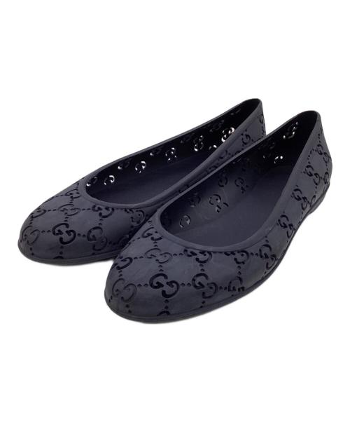 GUCCI（グッチ）GUCCI (グッチ) ラバーフラットパンプス ネイビー サイズ:35の古着・服飾アイテム