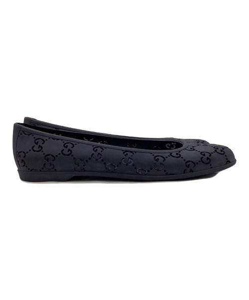 GUCCI（グッチ）GUCCI (グッチ) ラバーフラットパンプス ネイビー サイズ:35の古着・服飾アイテム