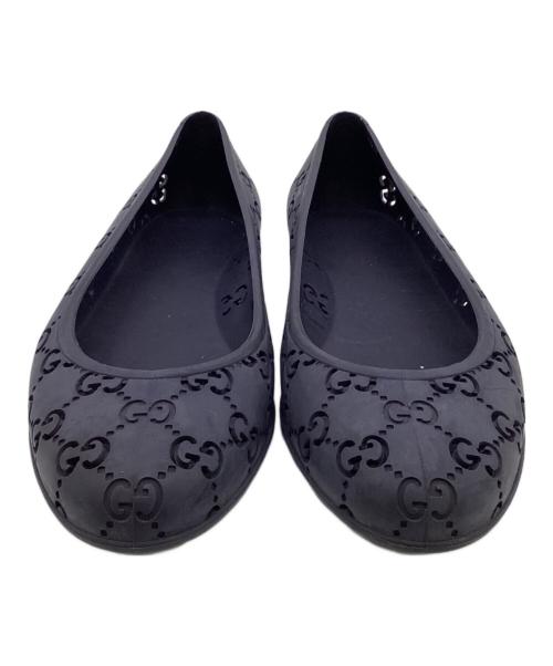 GUCCI（グッチ）GUCCI (グッチ) ラバーフラットパンプス ネイビー サイズ:35の古着・服飾アイテム