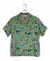 Star OF HOLLYWOOD（スターオブハリウッド）の古着「HIGH DENSITY RAYON OPEN SHIRT “GIRLS ’N’ GUITARS” オープンカラーシャツ」｜グリーン