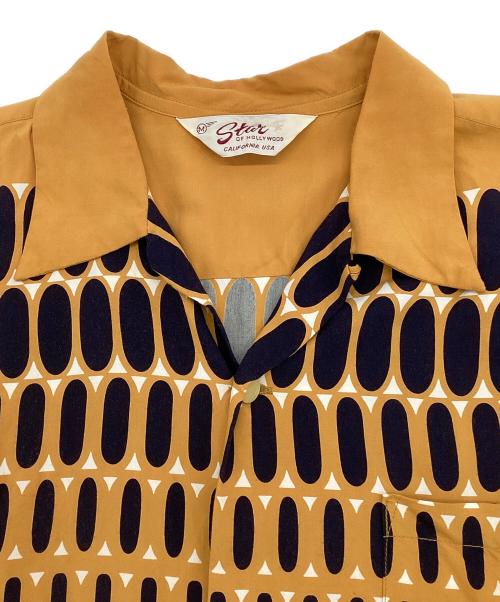 Star OF HOLLYWOOD（スターオブハリウッド）Star OF HOLLYWOOD (スターオブハリウッド) HIGH DENSITY RAYON OPEN SHIRT “ELVIS DOTS” オープンカラーシャツ イエロー サイズ:Mの古着・服飾アイテム