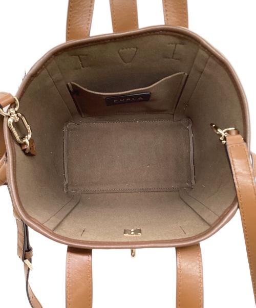 FURLA（フルラ）FURLA (フルラ) NET MINI（ネット ミニ）トートバッグ グレー×ブラウンの古着・服飾アイテム