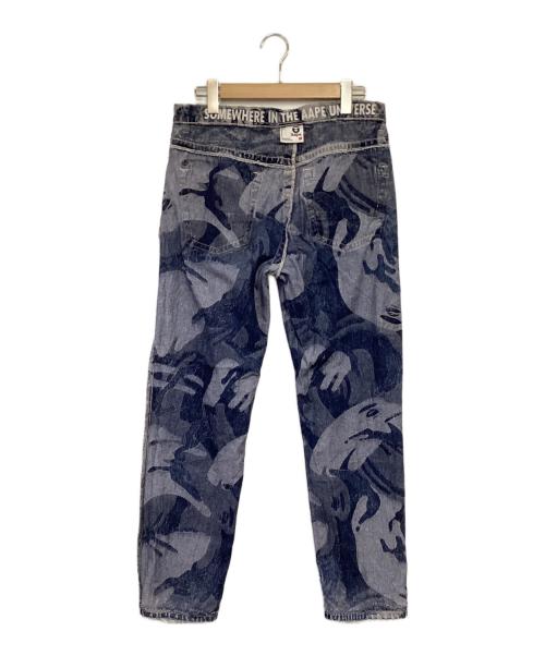 Aape BY A BATHING APE（エーエイプ バイ アベイシングエイプ）Aape BY A BATHING APE (エーエイプ バイ アベイシングエイプ) Moonface camo washed jeans（ムーンフェイス カモ ウォッシュド ジーンズ） インディゴ サイズ:Sの古着・服飾アイテム