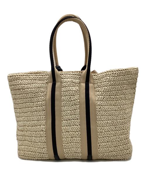 CHARLES & KEITH（チャールズアンドキース）CHARLES & KEITH (チャールズアンドキース) ドルチェヴィータラフィアトートバッグ ベージュ×ブラックの古着・服飾アイテム