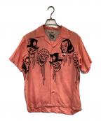 Star OF HOLLYWOOD×VINCE RAYスターオブハリウッド×ヴィンス・レイ）の古着「THE HORROR FAMILY  オープンシャツ」｜ピンク