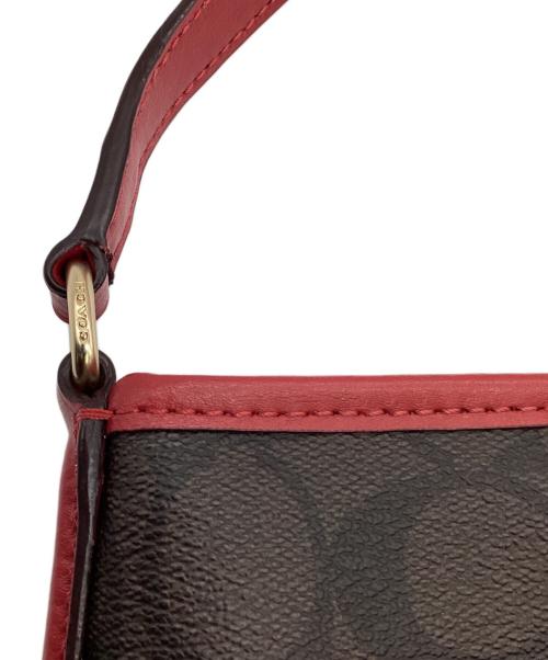 COACH（コーチ）COACH (コーチ) シグネチャー ショルダーバッグ ブラウン×レッドの古着・服飾アイテム