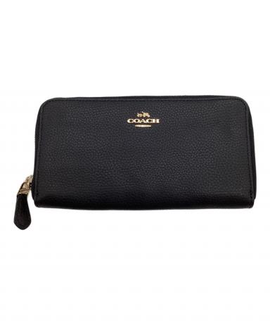 中古・古着通販】COACH (コーチ) ラウンドファスナー長財布 ブラック