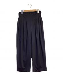 mizuiro-ind（ミズイロインド）の古着「high waist tuck pants（ハイウェスト タック パンツ）」｜ネイビー