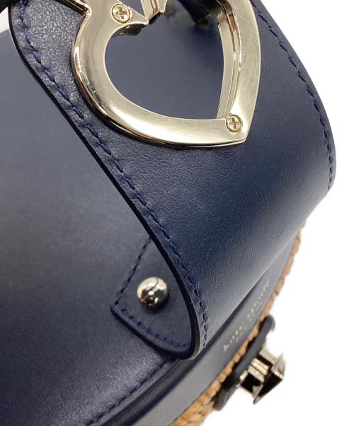 Kate Spade（ケイトスペード）Kate Spade (ケイトスペード) ニコラ ツイストロック カゴバッグ ネイビー×ベージュの古着・服飾アイテム