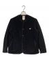 DANTON（ダントン）の古着「FLEECE COLLARLESS JACKET（フリース カラーレス ジャケット）」｜ブラック