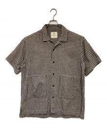 Snow peak（スノーピーク）の古着「C/L Panama Shirt（コットン/リネン パナマシャツ）」｜グレー×ブラック