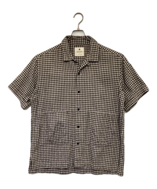 Snow peak（スノーピーク）Snow peak (スノーピーク) C/L Panama Shirt（コットン/リネン パナマシャツ） グレー×ブラック サイズ:Lの古着・服飾アイテム