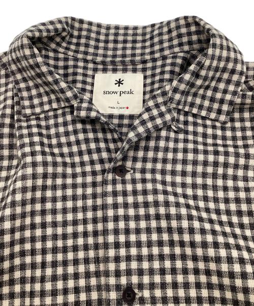 Snow peak（スノーピーク）Snow peak (スノーピーク) C/L Panama Shirt（コットン/リネン パナマシャツ） グレー×ブラック サイズ:Lの古着・服飾アイテム