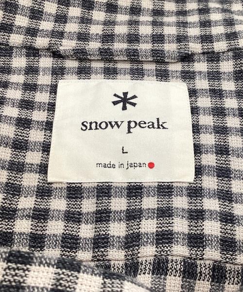 Snow peak（スノーピーク）Snow peak (スノーピーク) C/L Panama Shirt（コットン/リネン パナマシャツ） グレー×ブラック サイズ:Lの古着・服飾アイテム