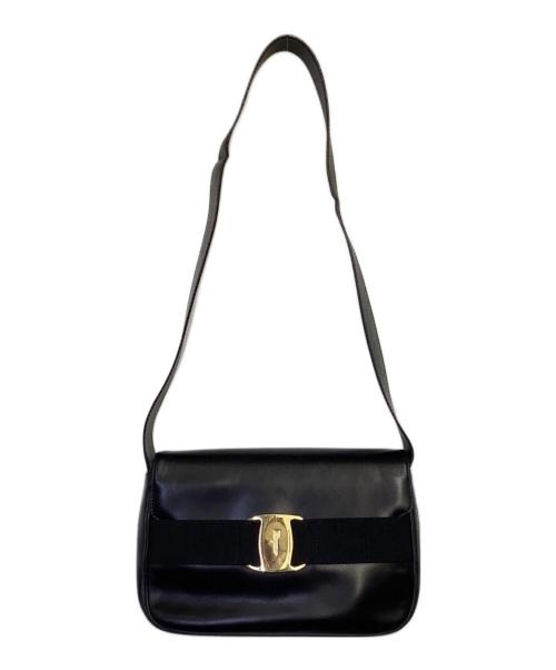 Salvatore Ferragamo（サルヴァトーレ フェラガモ）Salvatore Ferragamo (サルヴァトーレ フェラガモ) ヴァラ リボン ショルダーバッグ ブラックの古着・服飾アイテム