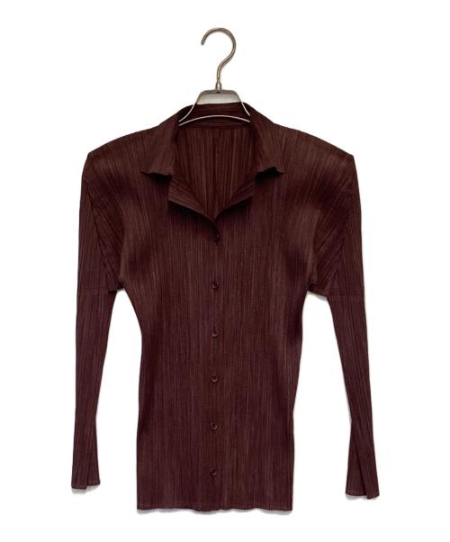 PLEATS PLEASE（プリーツプリーズ）PLEATS PLEASE (プリーツプリーズ) プリーツ 長袖ブラウス パープル サイズ:3の古着・服飾アイテム