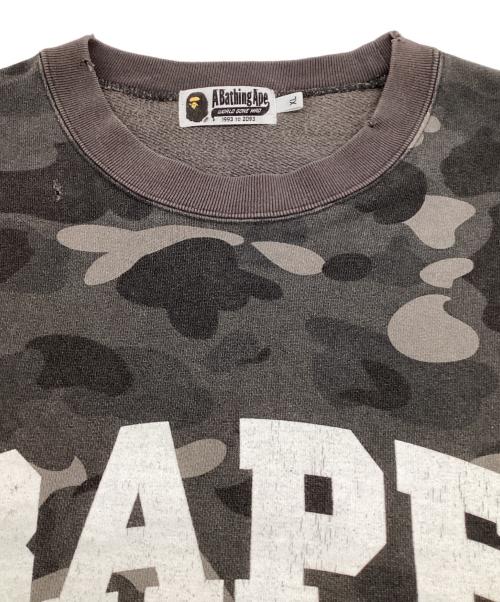 A BATHING APE（アベイシングエイプ）A BATHING APE (アベイシングエイプ) カモフラ柄 ダメージ加工スウェット グレー サイズ:XLの古着・服飾アイテム