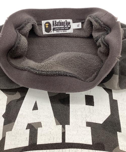 A BATHING APE（アベイシングエイプ）A BATHING APE (アベイシングエイプ) カモフラ柄 ダメージ加工スウェット グレー サイズ:XLの古着・服飾アイテム