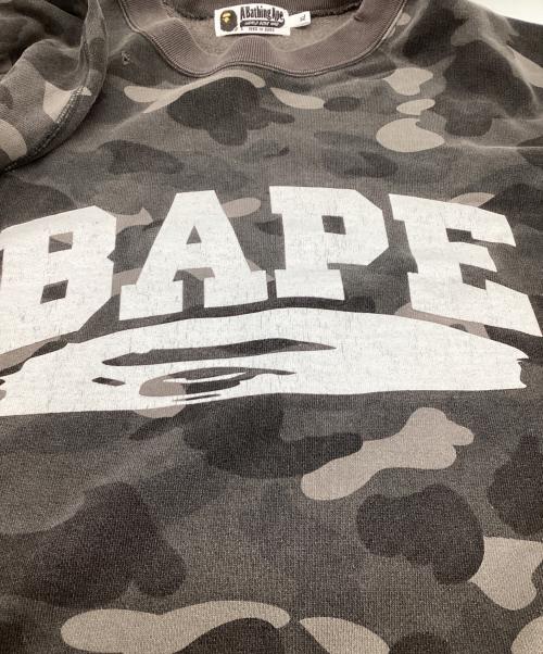 A BATHING APE（アベイシングエイプ）A BATHING APE (アベイシングエイプ) カモフラ柄 ダメージ加工スウェット グレー サイズ:XLの古着・服飾アイテム
