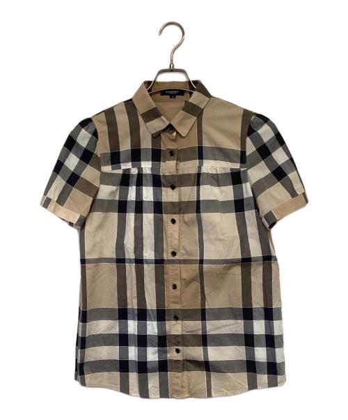 BURBERRY LONDON（バーバリーロンドン）BURBERRY LONDON (バーバリーロンドン) 半袖シャツ ベージュ×ネイビー サイズ:40の古着・服飾アイテム