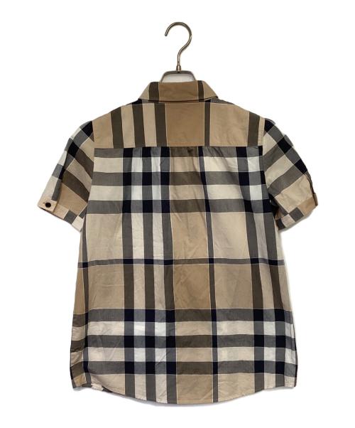 BURBERRY LONDON（バーバリーロンドン）BURBERRY LONDON (バーバリーロンドン) 半袖シャツ ベージュ×ネイビー サイズ:40の古着・服飾アイテム