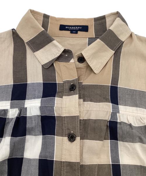 BURBERRY LONDON（バーバリーロンドン）BURBERRY LONDON (バーバリーロンドン) 半袖シャツ ベージュ×ネイビー サイズ:40の古着・服飾アイテム