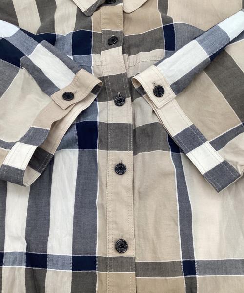 BURBERRY LONDON（バーバリーロンドン）BURBERRY LONDON (バーバリーロンドン) 半袖シャツ ベージュ×ネイビー サイズ:40の古着・服飾アイテム