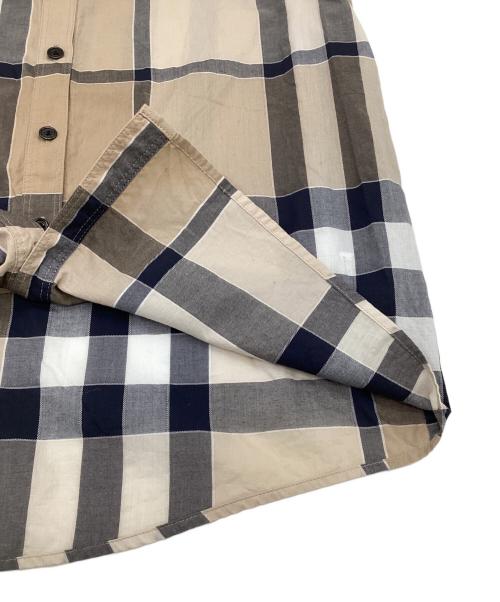 BURBERRY LONDON（バーバリーロンドン）BURBERRY LONDON (バーバリーロンドン) 半袖シャツ ベージュ×ネイビー サイズ:40の古着・服飾アイテム