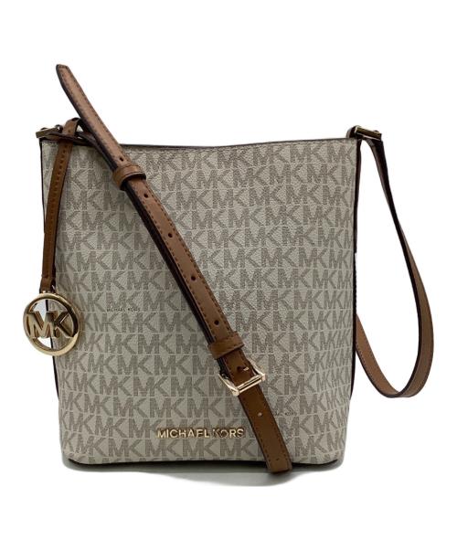MICHAEL KORS（マイケルコース）MICHAEL KORS (マイケルコース) Kimberly Small Bucket Bag（キンバリー スモール バケット バッグ） ホワイト×ブラウンの古着・服飾アイテム
