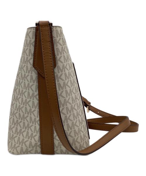 MICHAEL KORS（マイケルコース）MICHAEL KORS (マイケルコース) Kimberly Small Bucket Bag（キンバリー スモール バケット バッグ） ホワイト×ブラウンの古着・服飾アイテム