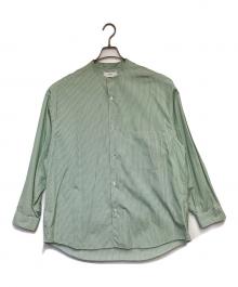 Graphpaper（グラフペーパー）の古着「L/S Oversized Band Collar SH（ロングスリーブ オーバーサイズ バンドカラーシャツ）」｜グリーン×ホワイト