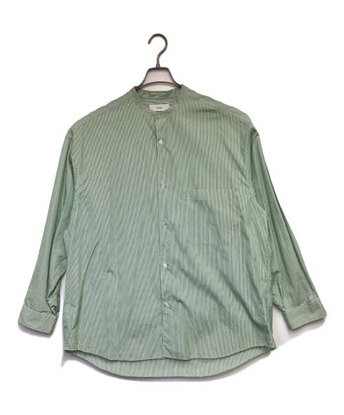 Graphpaper（グラフペーパー）Graphpaper (グラフペーパー) L/S Oversized Band Collar SH（ロングスリーブ オーバーサイズ バンドカラーシャツ） グリーン×ホワイト サイズ:Fの古着・服飾アイテム