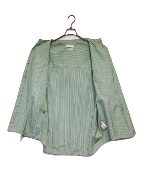 Graphpaper（グラフペーパー）Graphpaper (グラフペーパー) L/S Oversized Band Collar SH（ロングスリーブ オーバーサイズ バンドカラーシャツ） グリーン×ホワイト サイズ:Fの古着・服飾アイテム