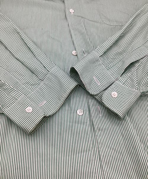 Graphpaper（グラフペーパー）Graphpaper (グラフペーパー) L/S Oversized Band Collar SH（ロングスリーブ オーバーサイズ バンドカラーシャツ） グリーン×ホワイト サイズ:Fの古着・服飾アイテム