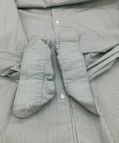 Graphpaper（グラフペーパー）Graphpaper (グラフペーパー) L/S Oversized Band Collar SH（ロングスリーブ オーバーサイズ バンドカラーシャツ） グリーン×ホワイト サイズ:Fの古着・服飾アイテム