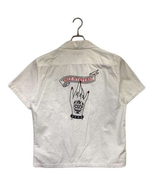 Thee Hysteric XXX（ジィ ヒステリックトリプルエックス）Thee Hysteric XXX (ジィ ヒステリックトリプルエックス) RED NAIL POLISH刺繍 キューバシャツ ホワイト サイズ:Mの古着・服飾アイテム