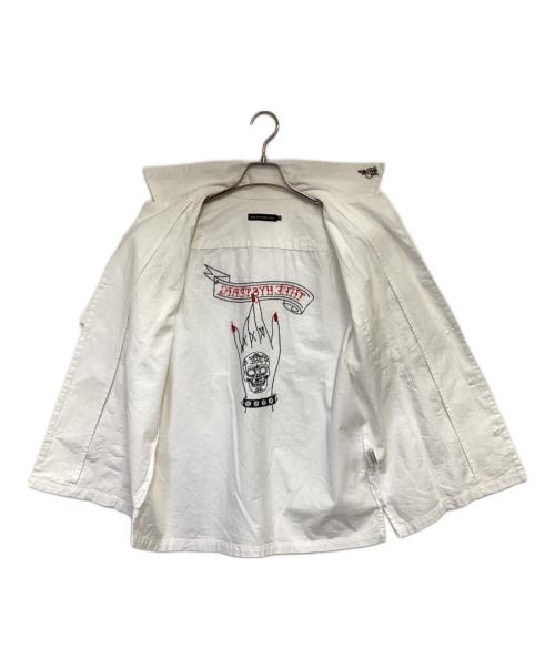 Thee Hysteric XXX（ジィ ヒステリックトリプルエックス）Thee Hysteric XXX (ジィ ヒステリックトリプルエックス) RED NAIL POLISH刺繍 キューバシャツ ホワイト サイズ:Mの古着・服飾アイテム