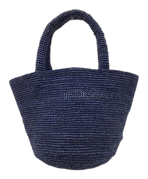 Sans-Arcidet（サン・アルシデ）Sans-Arcidet (サン・アルシデ) ラフィア ハンドバッグ ネイビーの古着・服飾アイテム