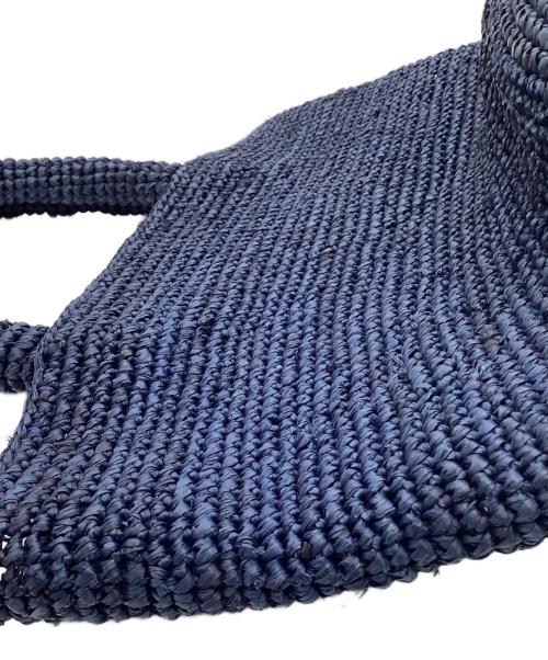 Sans-Arcidet（サン・アルシデ）Sans-Arcidet (サン・アルシデ) ラフィア ハンドバッグ ネイビーの古着・服飾アイテム