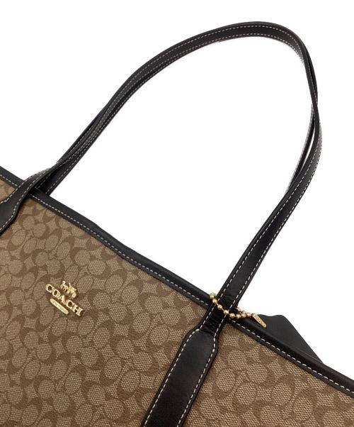 COACH（コーチ）COACH (コーチ) シグネチャー マイクロ シティ トート ブラウン×ブラックの古着・服飾アイテム