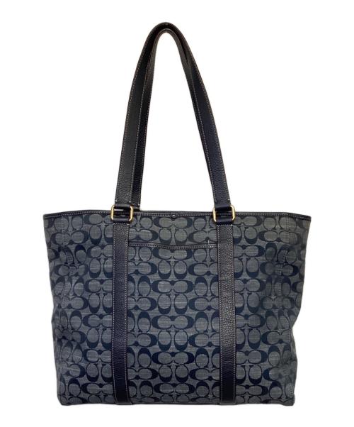 COACH（コーチ）COACH (コーチ) ハドソン ダブル ハンドル 2WAY トートバッグ ブルー×ネイビーの古着・服飾アイテム