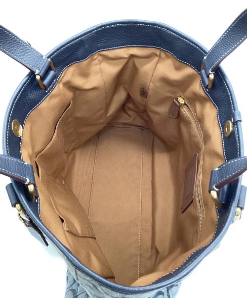 COACH（コーチ）COACH (コーチ) ハドソン ダブル ハンドル 2WAY トートバッグ ブルー×ネイビーの古着・服飾アイテム